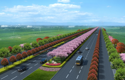 新机场大道景观绿化工程正式开工，打造城市生态迎宾新走廊